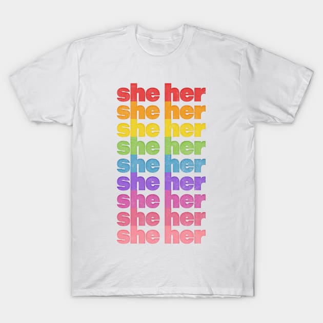 She/Her Pronouns // Retro Faded Design  .... Pronouns matter! <3 T-Shirt by DankFutura